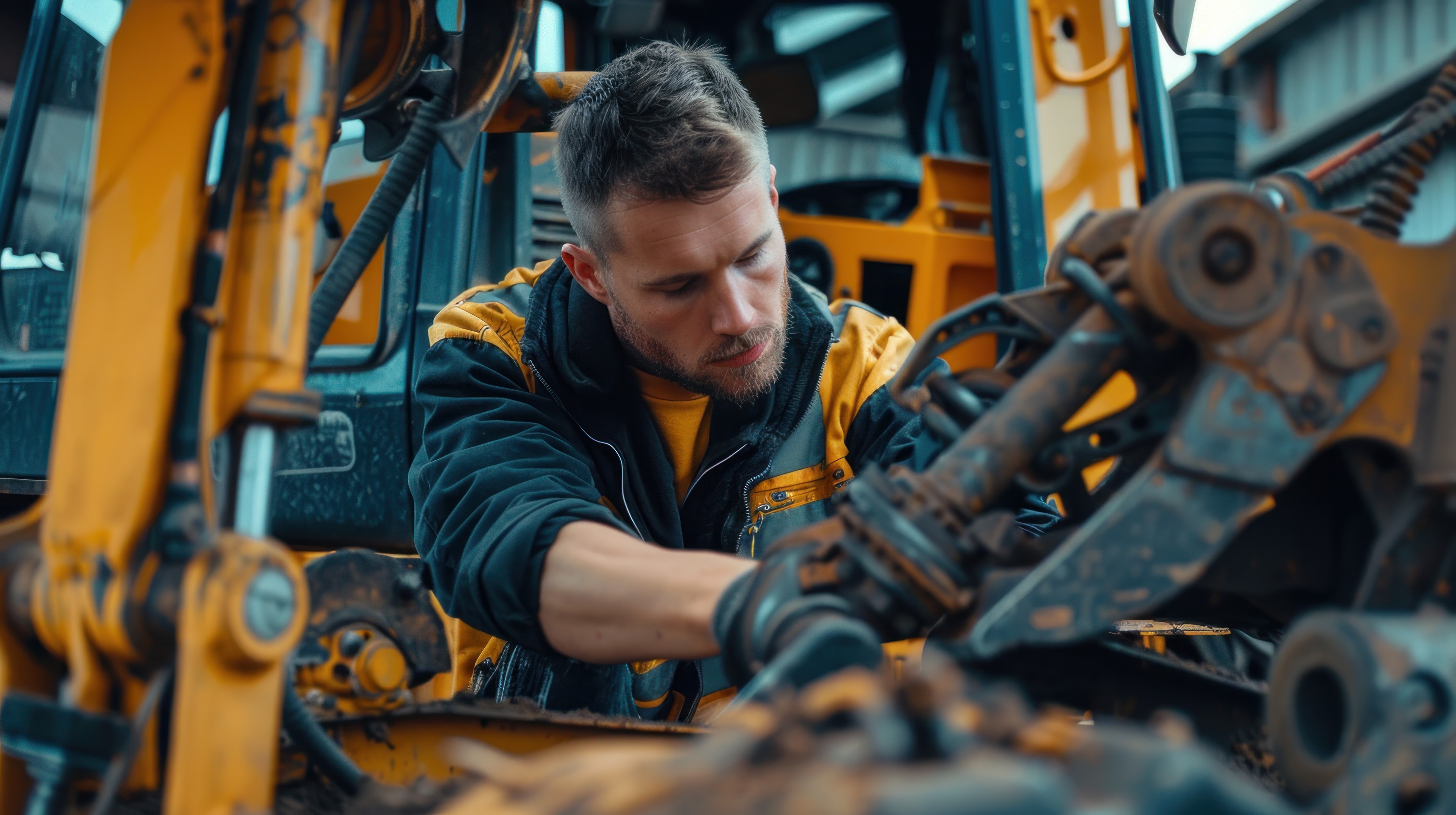 Field technician repairing equipment on location